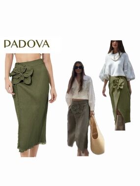 Padova linen skirt Rain of Orchid with pockets size Medium 10 Summer skirt